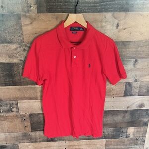 Polo Ralph Lauren Red Classic Fit Polo Short Sleeve Shirt Preppy Holiday Lg Boys